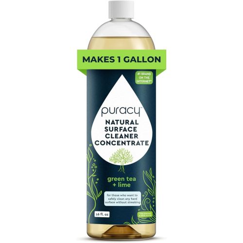 Puracy 99.9% Natural All Purpose Cleaner Concentrate - Makes 128oz Multi Purpose Cleaner - Green Tea & Lime - Surface Cleaner, Floor Cleaner, Kitchen, Cleaner, Bathroom Cleaner - Cleaning supplies