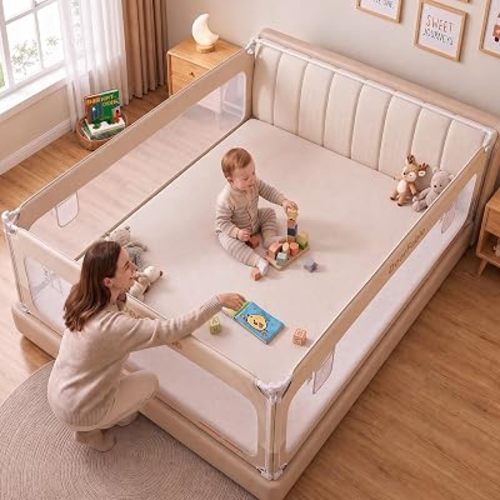 3 Piece Bed Rail for King Bed, No Gap & No-Drill Baby Bed Rail