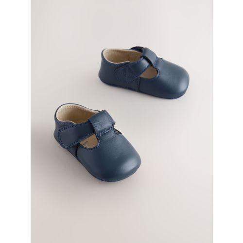 Navy T-Bar Baby Shoes (0-2mths)