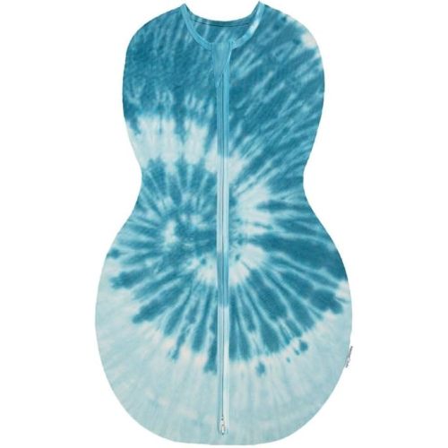 Happiest Baby Sleepea 5-Second Swaddle - 100% Organic Cotton Baby Swaddle Blanket - Doctor Designed Promotes Healthy Hip Development (Tie Dye Blue, X-Large)