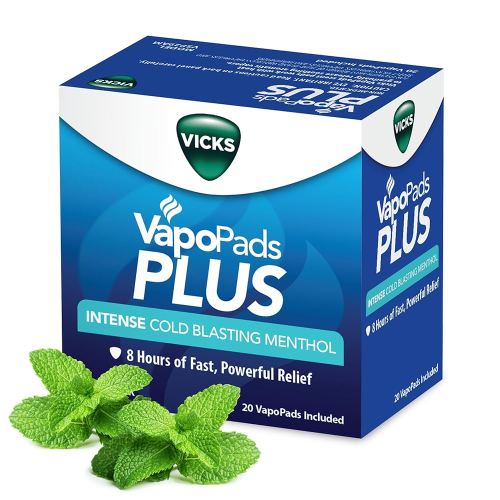 Vicks VapoPads Plus with Intense Cold Blasting Menthol - Vapor Pads Refill for Vicks Humidifiers and Steam Inhalers, Scent Pads for Congestion Relief, 20-Pack, Box Color May Vary