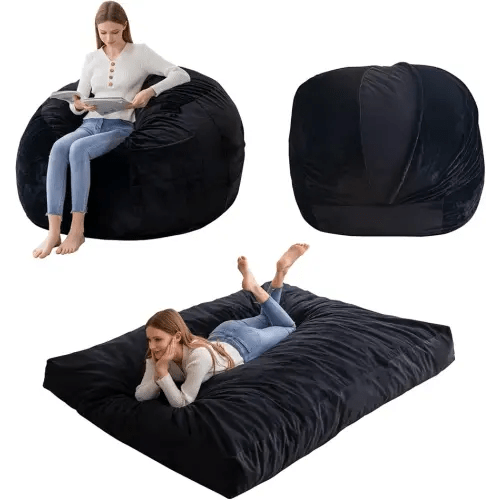 HIGOGOGO Giant Bean Bag Chair Bed for Adults,Convertible Beanbag Folds from Lazy Chair to Floor Mattress Bed,Large Floor Sofa Couch with High-Density Foam Filling, Machine Washable