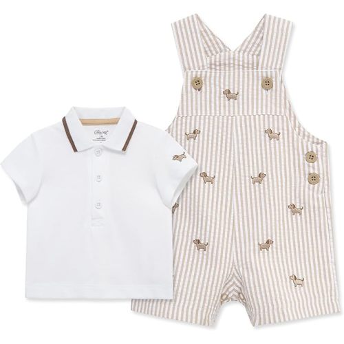 Little Me Baby Boy Shortall Set – 2-Piece, Tee Shirt and Overall Shorts, Cute and Comfy Outfits