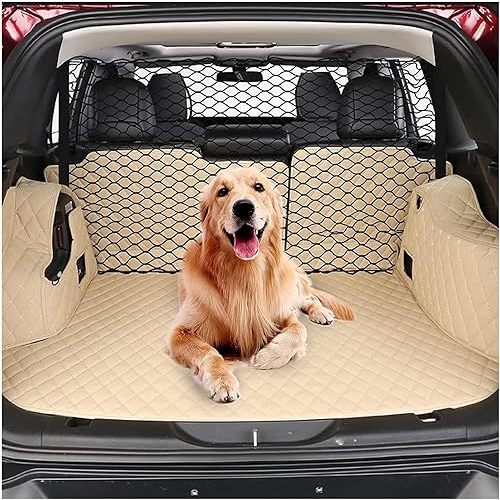 Dog Car Barrier 47" Wide for Trucks/SUVs/Full Sized Sedans Pet Restraint Car Backseat Divider Vehicle Gate Cargo Area Travel Trunk Mesh Net Screen Barricade