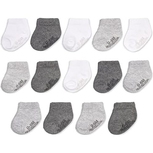 Fruit of the Loom Baby 14-Pack Grow & Fit Flex Zones Cotton Stretch Socks - Unisex, Girls, Boys
