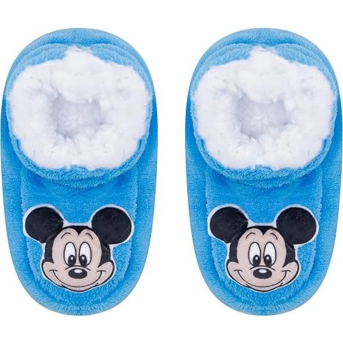 Disney Toddlers’ Fuzzy Comfort Socks with Non-Slip Grippers – Mickey Mouse, Minnie Mouse, Winnie the Pooh