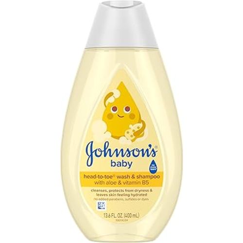 Johnson's Baby Head-To-Toe Baby Wash & Shampoo + Aloe & Vitamin B5,2-in-1 Bath Wash Gently Cleanses Newborn's Delicate Skin & Hair,Hypoallergenic,No Added Parabens, Dyes&Sulfates,40.8 fl. Oz,Pack of 3