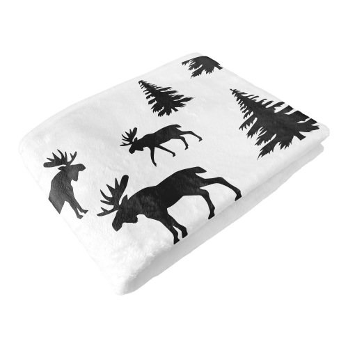 Woodland Moose Collection Boy Baby Monthly Milestone Blanket - Black and White Forest Adventure Awaits Rustic Patch