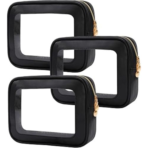 3PCS Diaper Bag Organizer Pouch Set，Clear Organizer Bags,TSA Approved Toiletry Bag,Clear Waterproof Cosmetic Bags with Zipper,Purse Organizer Pouches,Travel Organizer Bags for Woman and Kids