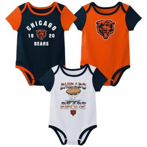 NFL Chicago Bears White Newest Fan 3pk Bodysuit - 0-3M