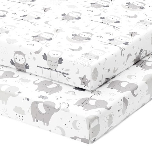 Dream On Me Delta Porta Crib Sheet Grey Elephants Owls – Joey + Joan | Baby Essentials