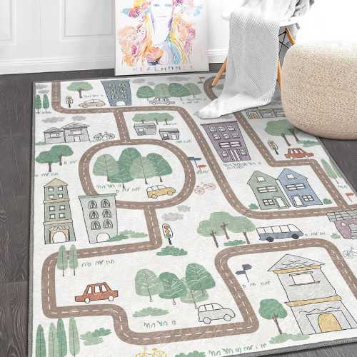 Nursery Road Play Mat|Playroom Rug|Rectangle Traffic Play Mat|Soft Road Rug||Gift For Kids Room|Non-Slip Kids Rug|Car Road Rug
