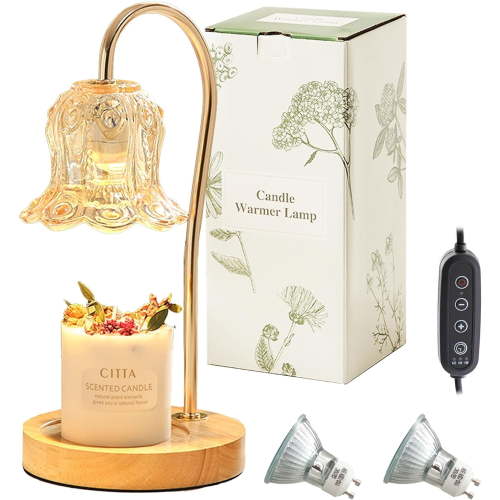 COSTYLE Fragrance Candle Warmer Lamp with 2 Bulbs, Electric Candle Warmer with Timer & Dimmer, Mothers Day Gifts for Mom, House Warming Gifts New Home Bedroom Decor