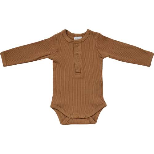 6-12 M Mustard Organic Snap Long Sleeve Ribbed Bodysuit