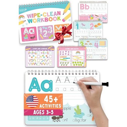 Hadley Designs ABC Tracing Books for Kids Ages 3-5, Dry Erase Writing Practice for Kids Age 3-5, Preschool Workbooks Age 3-4, Alphabet Letter Tracing Book for Toddlers Preschool Learning Activities