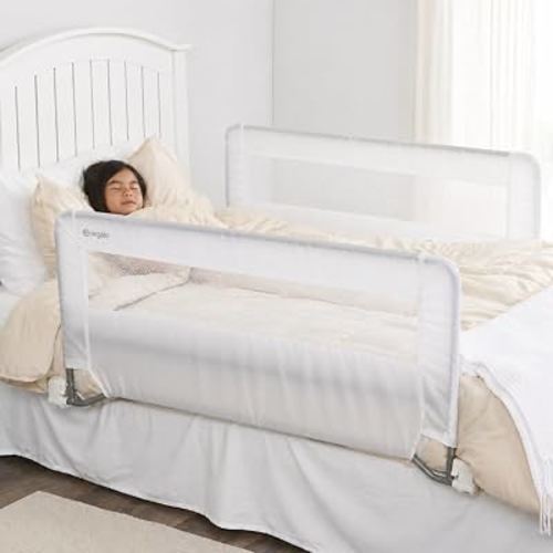 Regalo Safety Double-Sided Swing Down Bed Rail Guard (2-Pack), Toddler Bed Rail for Twin to Queen Beds, Extra Long 43”, Reinforced Anchor System, Easy Install, White