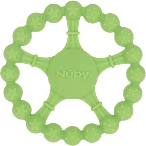 Nuby Silicone Wheel Teether - 3+ Months - Soft, Multi-Textured Baby Teething Toy - Natural Teething Relief for Babies