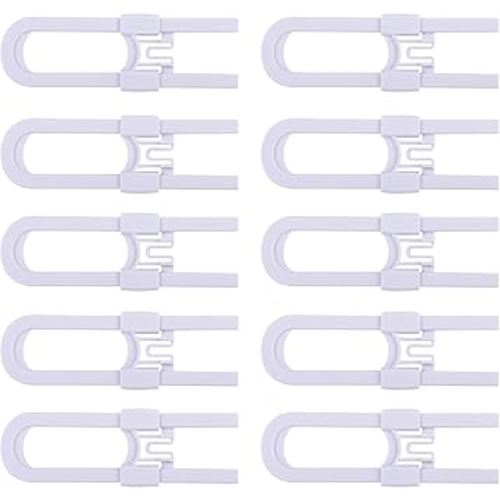 Sliding Cabinet Locks Baby Proofing – Adjustable Child Safety Latches for Knobs & Handles – 10 Pack – No Adhesive Drilling or Tools - White