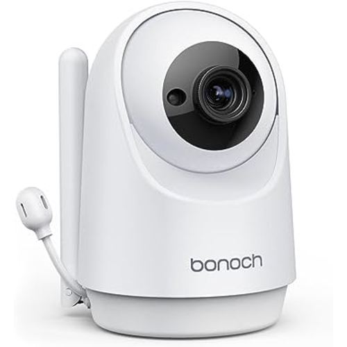 bonoch Add-on Baby Camera Unit for BBM01/ BBM03/ BBM05, 720p HD Video Baby Monitor Camera No WiFi, Security Split-Screen, Auto Night Vision, 4X Zoom, 2-Way Audio, Temperature Sensor, 8 Lullabies