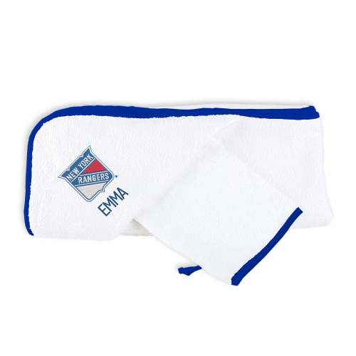 Personalized New York Rangers Hooded Towel & Wash Mitt Set