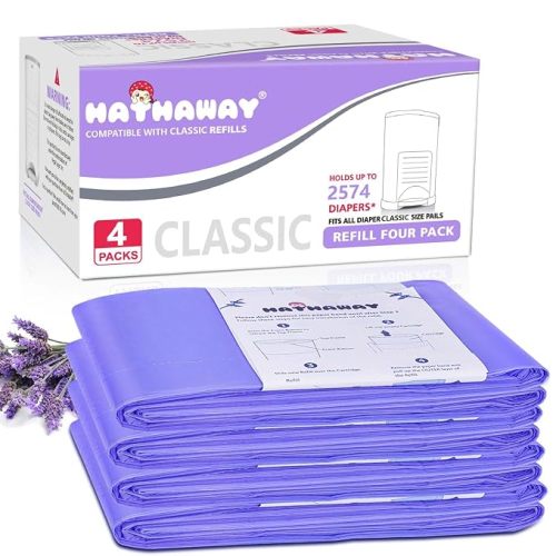 Diaper Pail Refill Bags Compatible with Dekor Classic Diaper Pail, Extra 30% Length, Hold up to 5148 Diapers, Lavender Scent, 8 Pack