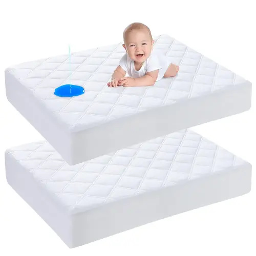 Yoofoss Waterproof Pack and Play Mattress Protector 2 Pack, Quilted Pack and Play Mattress Pad Cover Ultra Soft and Breathable, Playpen/Playard Mattress Sheet for Standard Pack n Play Size 39''x27''