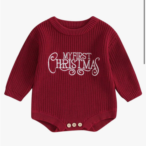 Adobabirl Baby Girl Boy Knitted Sweater Bubble Romper Long Sleeve Jumpsuit Festival Outfit Fall Winter Spring Clothes