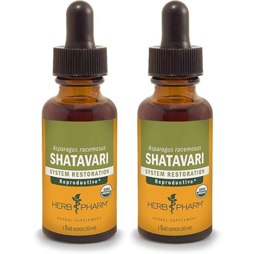 Herb Pharm Certified Organic Shatavari Liquid Extract for Female Reproductive System Support - 1 Ounce (Pack of 2)