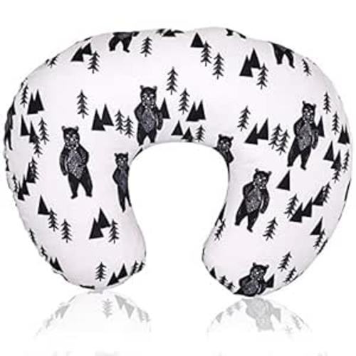 TANOFAR Bear Nursing Pillow Cover, Breastfeeding Pillow Slipcover for Baby Boys & Girls, Nursing Pillow Case for Newborn, Soft Fabric Fits Snug On Infant, Washable & Breathable, Black & White Animal