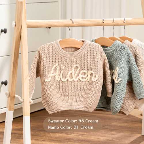 Personalized Sweater - Custom Embroidered Baby Sweater -  Toddler Knit Sweatshirt - Baby Name Jumper