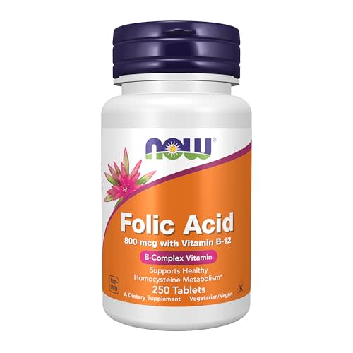 NOW Folic Acid 800 mcg with Vitamin B-12,250 Tablets