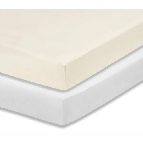 Everyday Kids 2-Pack Fitted Crib Sheets, Soft Microfiber, Fits 28"x52" Crib Mattress, Includes White and Beige Sheets for Nursery