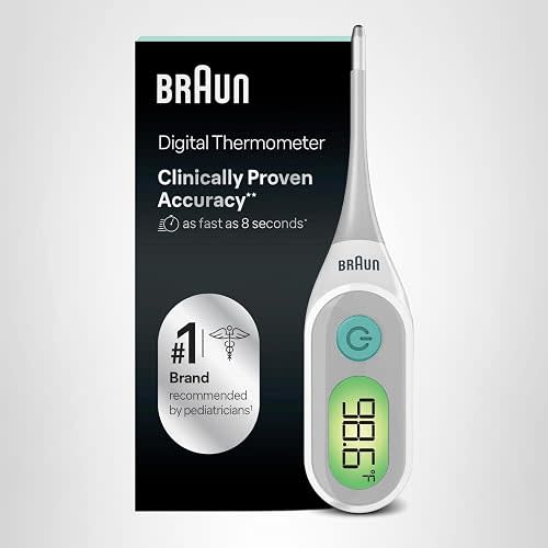 Braun Digital Thermometer, Clinically Accurate, Color Coded Fever Guidance, Thermometer for Adults, Baby, Toddlers & Kids, Oral, Rectal or Underarm use, No 1 Brand Recommended by Pediatricians