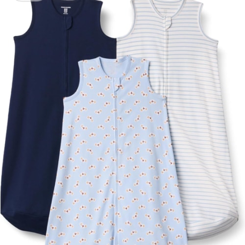 Amazon Essentials Unisex Babies' Cotton Sleep Sack, Wearable Blanket, 0.5 TOG, Pack of 3