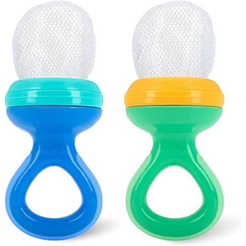 Nuby Nibbler Mesh First Soft Foods Feeder, 2pk, Blue & Green