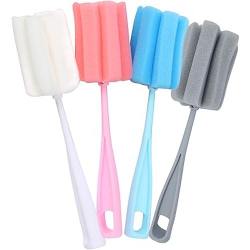 Bottle Brush Sponge 8PCS Cup Washer Brush Long Handle Cleaner Brush for Baby Bottle Glasswares Mugs Cups Kitchen Clean (8 PCS)