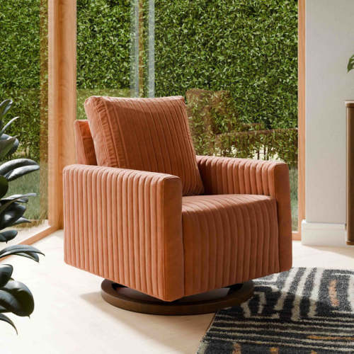 Poe Channeled Swivel Glider in Eco Fabric | Babyletto