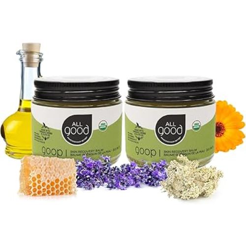 All Good Goop Organic Skin Care Recovery Balm - All Purpose Ointment w/Calendula, Lavender, Beeswax - Chafing Cream, Dry Skin Salve, Cracking Lip Moisturizer - Soothes, Hydrates & Calms - 2oz, 2-pack