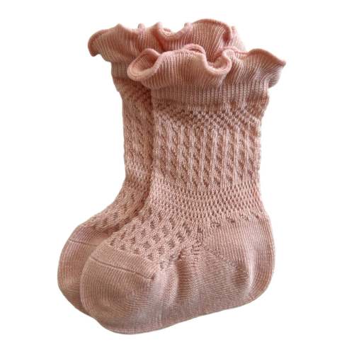 Ruffle Knit Socks, Pink
