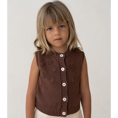 Floral Knit Vest - Cocoa