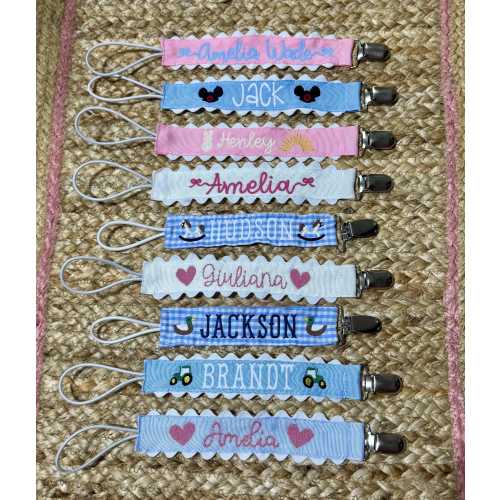 Embroidered Pacifier Clips