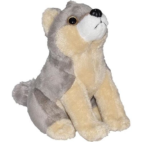 Wild Republic Wild Calls Wolf, Authentic Animal Sound, Stuffed Animal, Eight Inches, Gift for Kids, Plush Toy, Fill is Spun Recycled Water Bottles