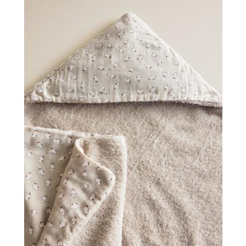 CHIFFON HOODED BABY TOWEL WITH CHICKS