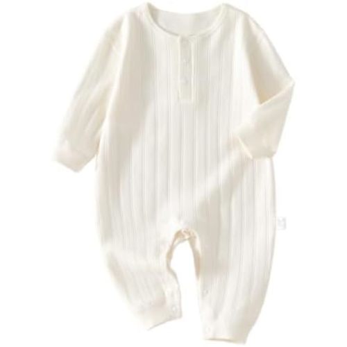 Unisex Newborn Baby Jumpsuit Pure Cotton Long Sleeve Baby Outfit Soft Comfortable Baby Clothes for Boys and Girls