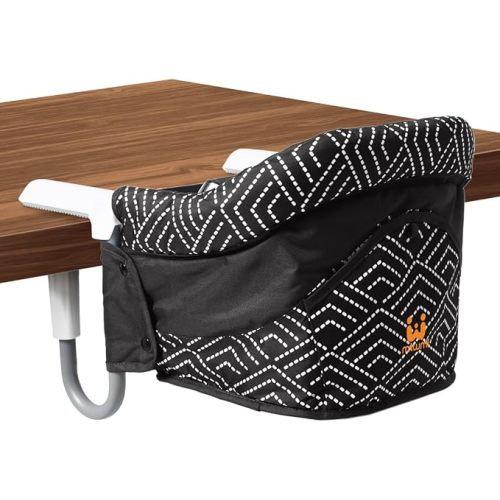 MTWML Hook On High Chair, Collapsible Portable Table Seat with Carry Bag | Fits 20-85 mm tables, removable washable liner, quick clip-on, for babies 6-36 mos up to 16.8kg, compact for travel