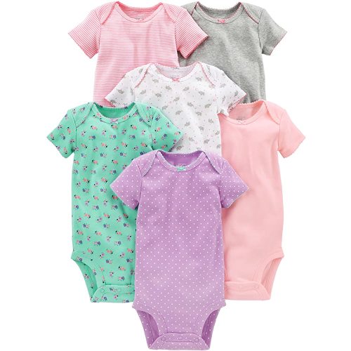 Simple Joys by Carter's Baby Girls' Short-Sleeve Bodysuit, Pack of 6