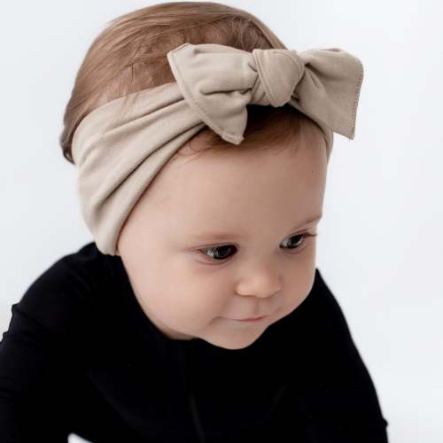 Knotted Bow Headband in Almond