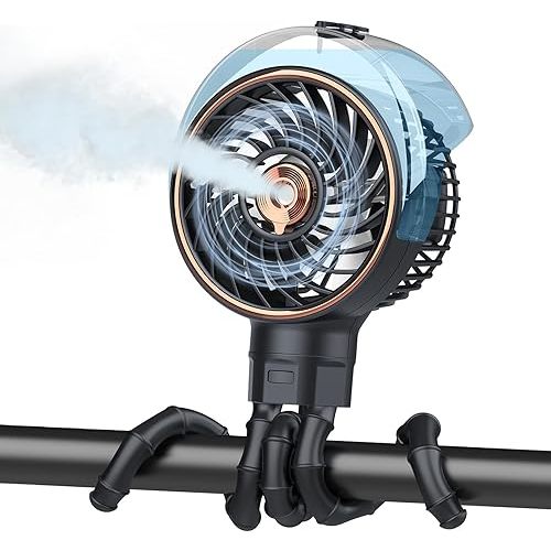 Ausic Misting Portable Stroller Fan, 100ml Mister Fan for Stroller, Safe Rechargeable Battery Baby Fans, Baby Essentials, Clip on Fans with Water Spray for Car Seat, Crib, Treadmill, Outdoor, Beach
