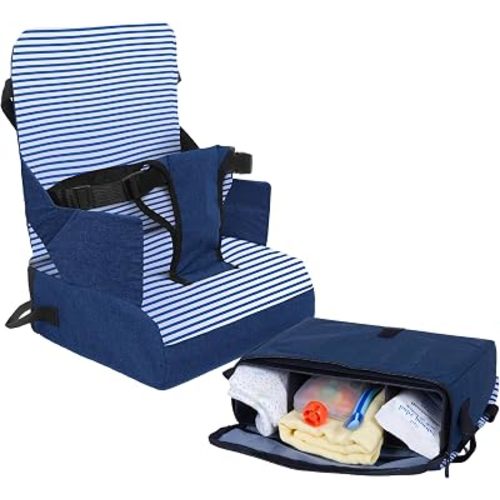 Dreambaby Grab ‘N Go Kids Booster Seat – Portable Travel Toddler High Chair for Dining (6M-3Y) with Storage & Shoulder Strap – Lightweight and Compact