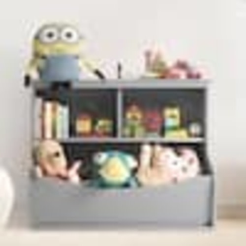 CAPHAUS Kid's Toy Storage Organizer Open Storage Cubby, Multifunctional Book and Toy Storage Cabinet in Gray FLR-036WG